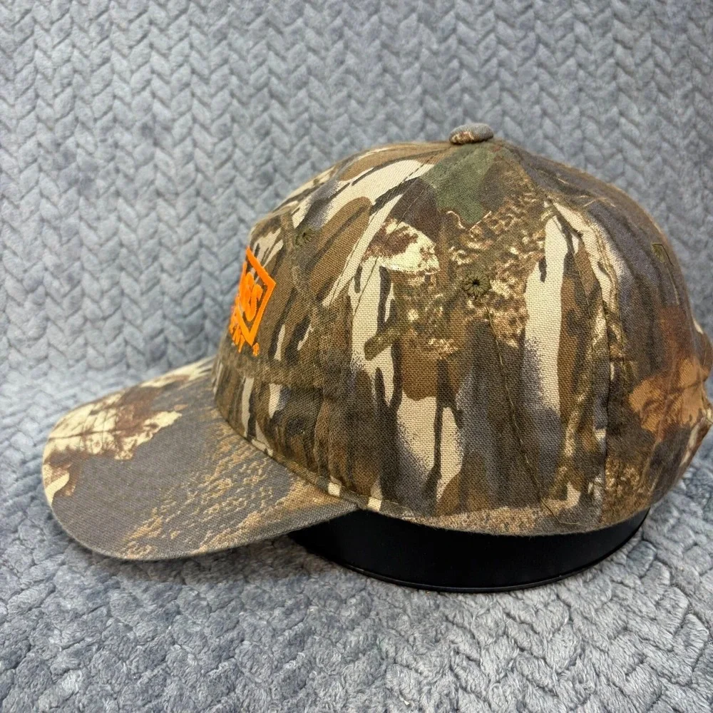 Briggs Equipment Camo Baseball Hat Orange Embroidered Logo Adjustable Cap
